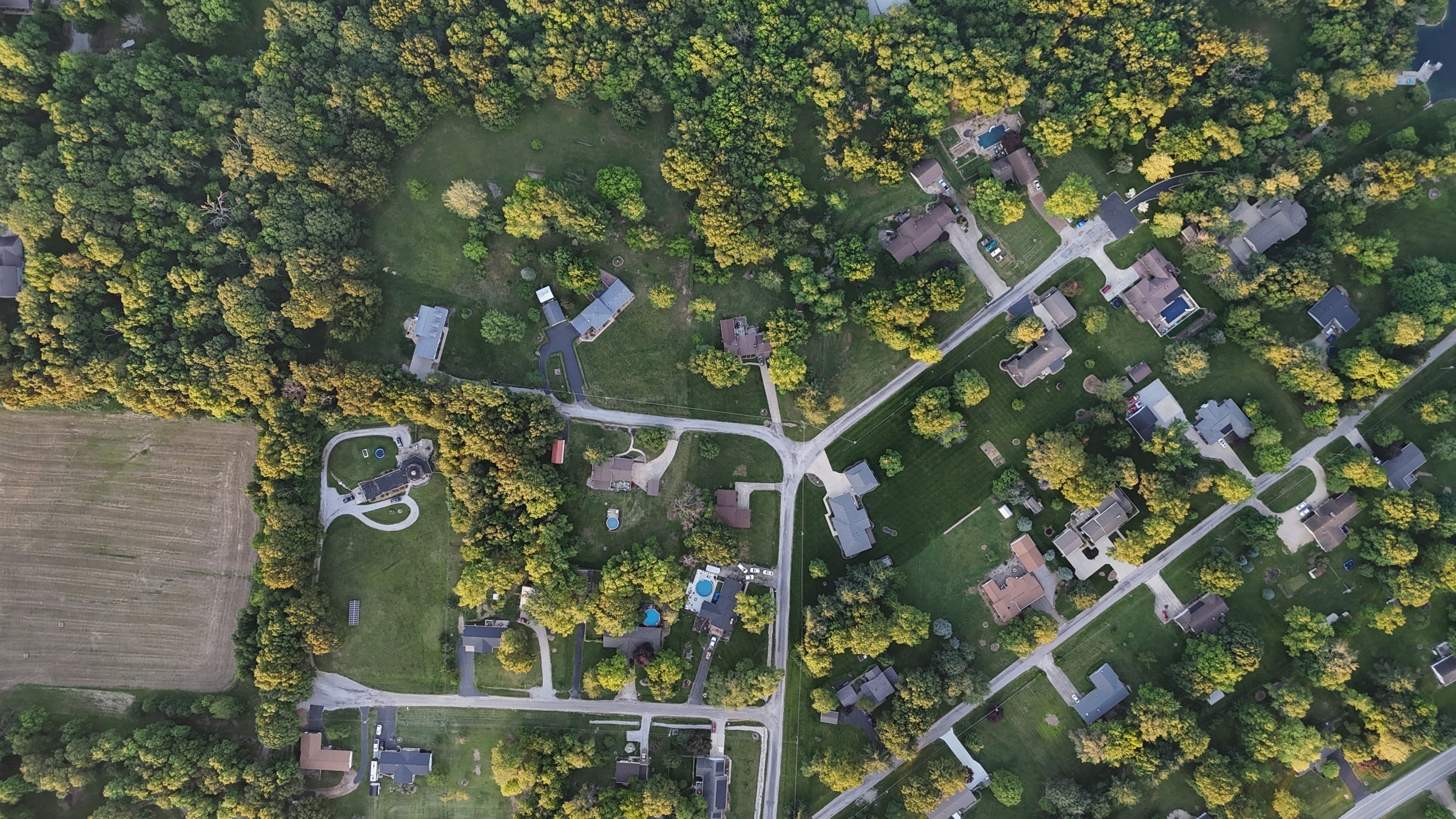Aerial view connecting neighborhoods, natural resources, and community assets