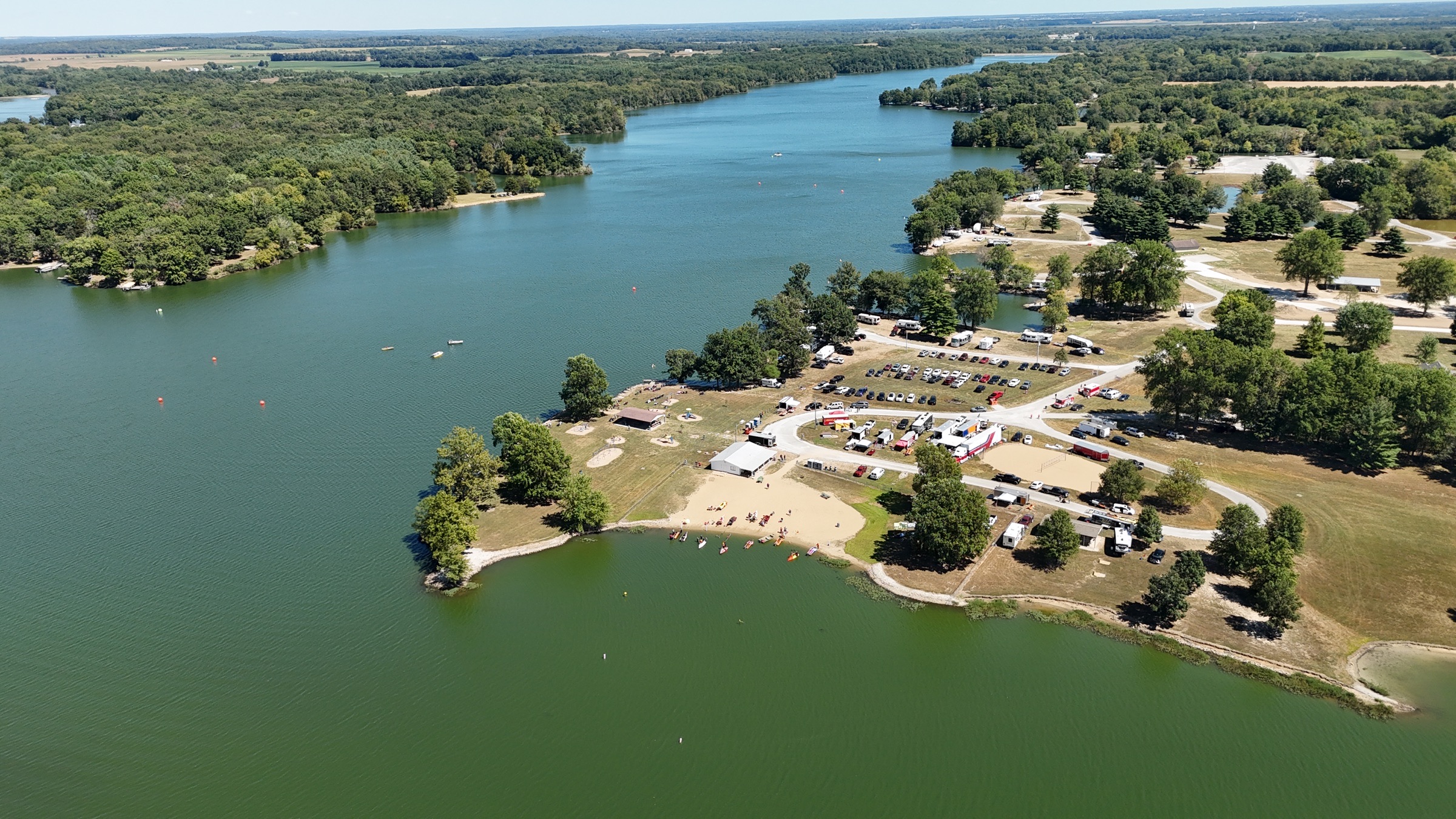 Aerial view of regional lake and recreation assets